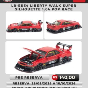 Arte da pré-reserva Pop Race LB-ER34 Liberty Walk Super Silhouette vermelho, três vistas, preço e prazos